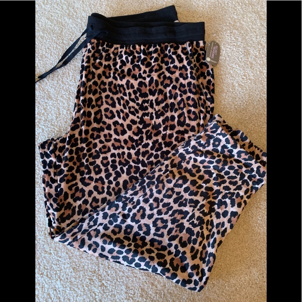 Women’s animal print velour pants.